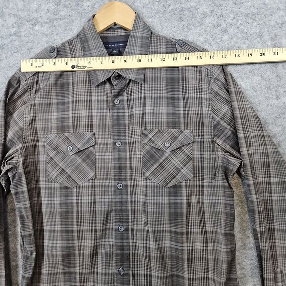 Banana Republic Men's Shirt Size M (15-15 1/2) Brown Plaid Button Up Two Pockets - Picture 10 of 15